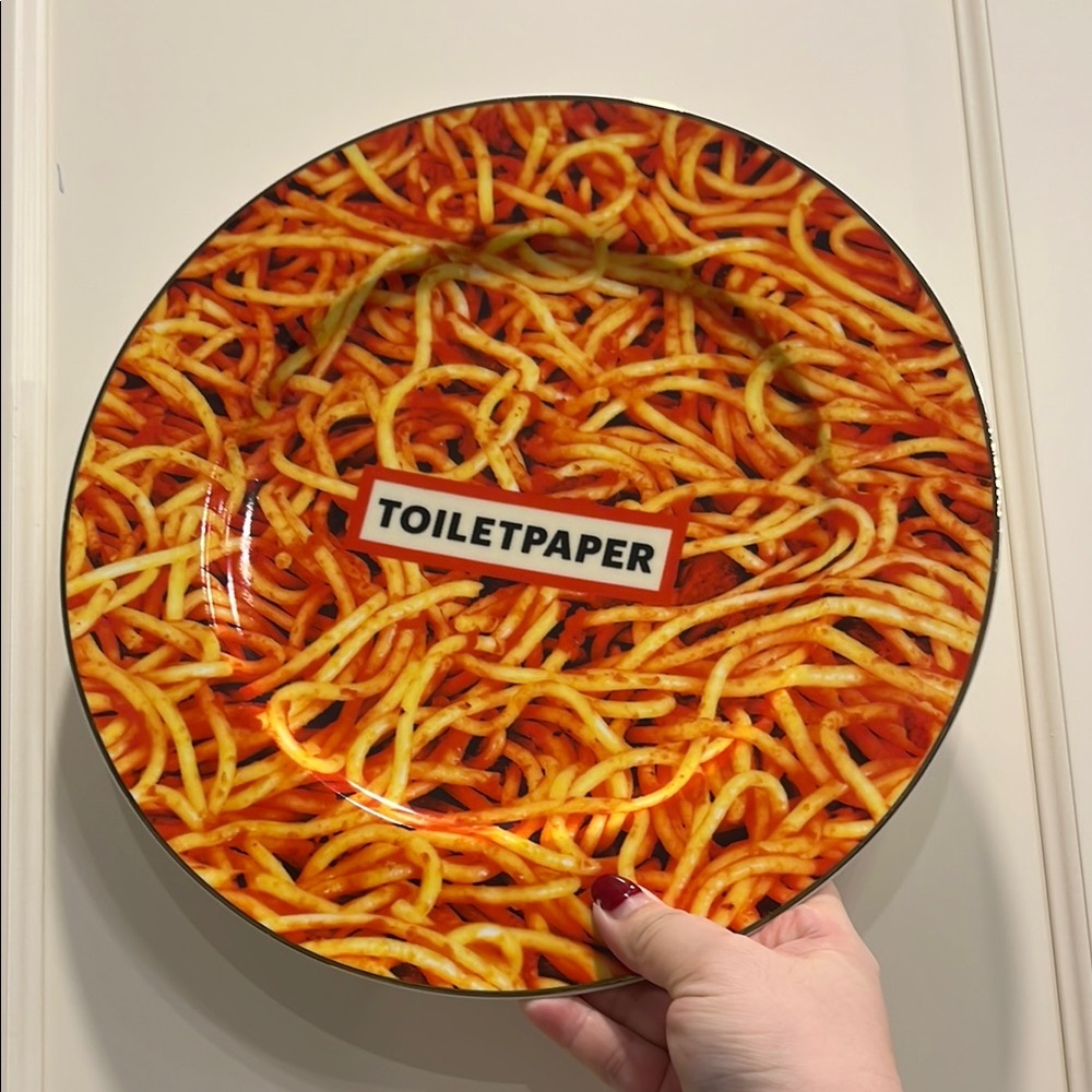 Seletti Toilet paper Spaghetti Print Plate So cool Best home gift New!